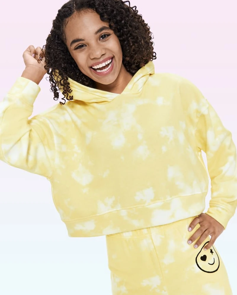 Tween Girls Tie Dye Cropped Hoodie