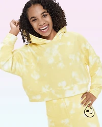Tween Girls Tie Dye Cropped Hoodie