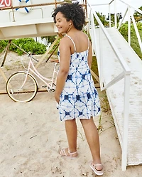 Tween Girls Tie Dye Eyelet Tiered Dress