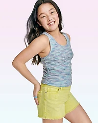 Tween Girls Space Dye Ruched Tank Top