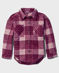 Tween Girls Plaid Oversized Shirt Jacket