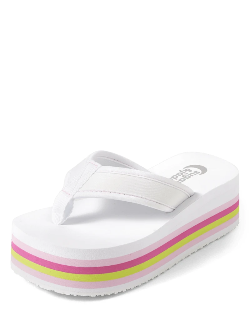 Tween Girls Striped Platform Flip Flops