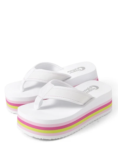 Tween Girls Striped Platform Flip Flops