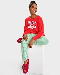 Tween Girls Merry And Bright Fleece Pajamas