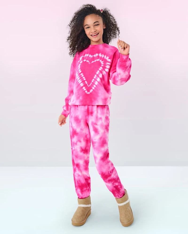 Tween Girls Tie Dye Fleece Jogger Pants