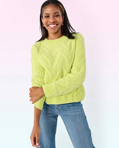 Tween Girls Cable Knit Chenille Sweater