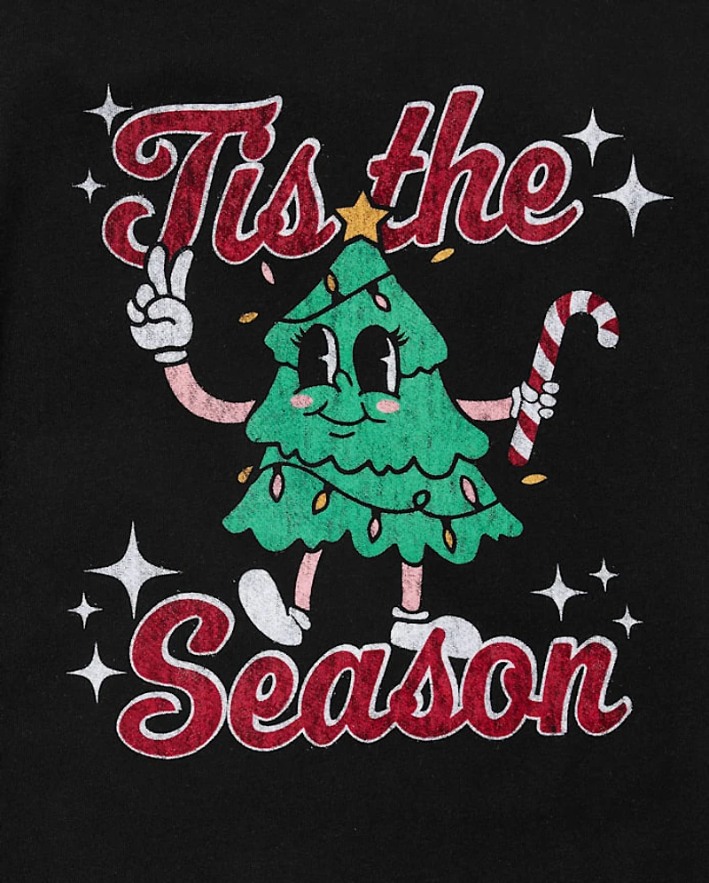 Tween Girls Christmas Tree Oversized Graphic Tee