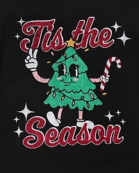 Tween Girls Christmas Tree Oversized Graphic Tee