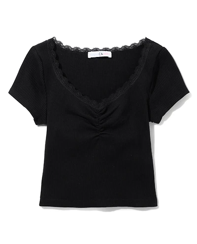 Tween Girls Ribbed Cinch Cropped Top