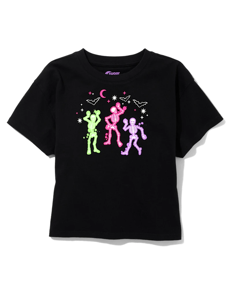 Tween Girls Cropped Oversized Graphic Tee