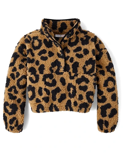 Tween Girls Sherpa Half Snap Pullover