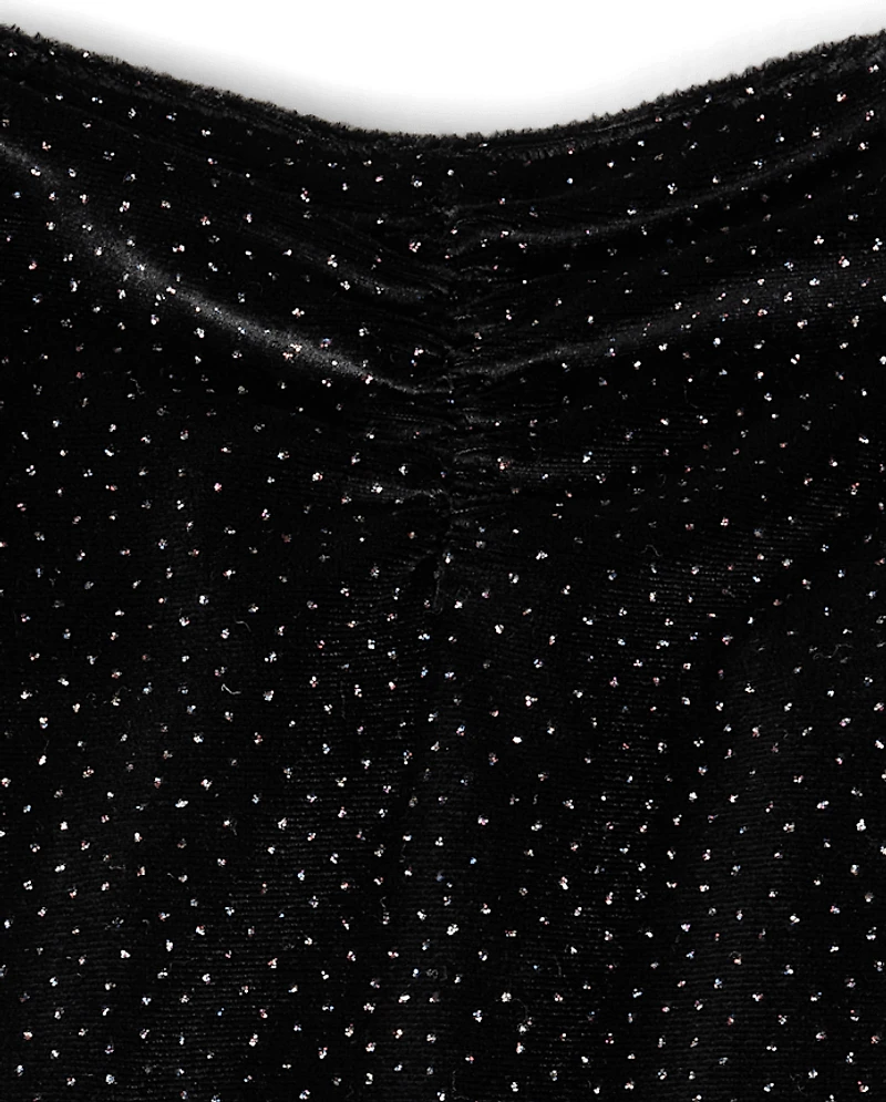 Tween Girls Glitter Velour Fit And Flare Dress