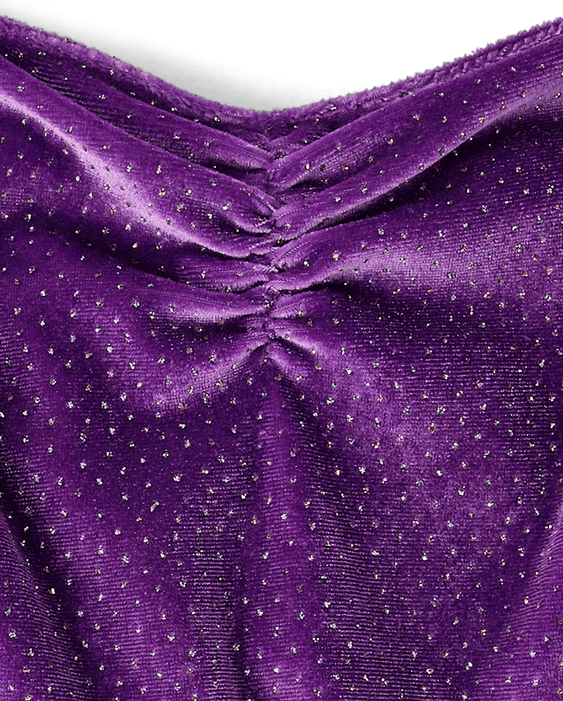 Tween Girls Glitter Velour Fit And Flare Dress