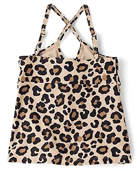 Tween Girls Leopard Cut Out Tankini Swimsuit