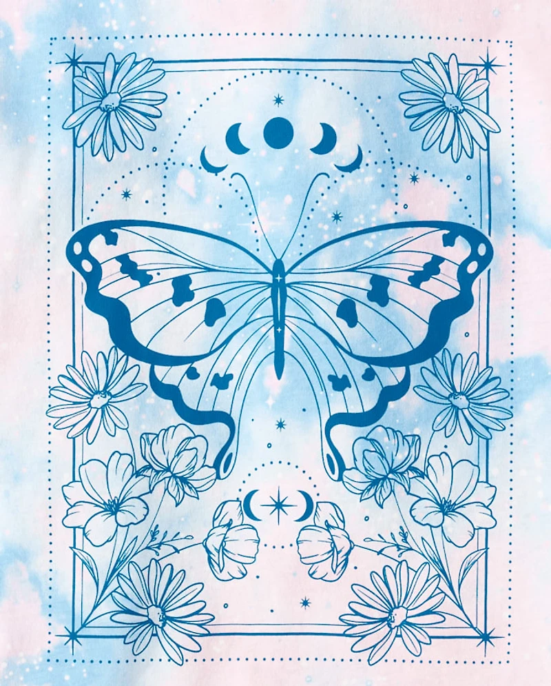 Girls Cropped Oversized Graphic Tee