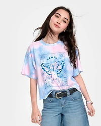 Girls Cropped Oversized Graphic Tee