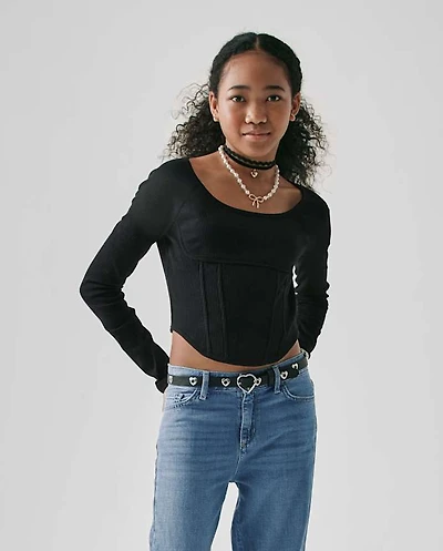 Tween Girls Ribbed Corset Top