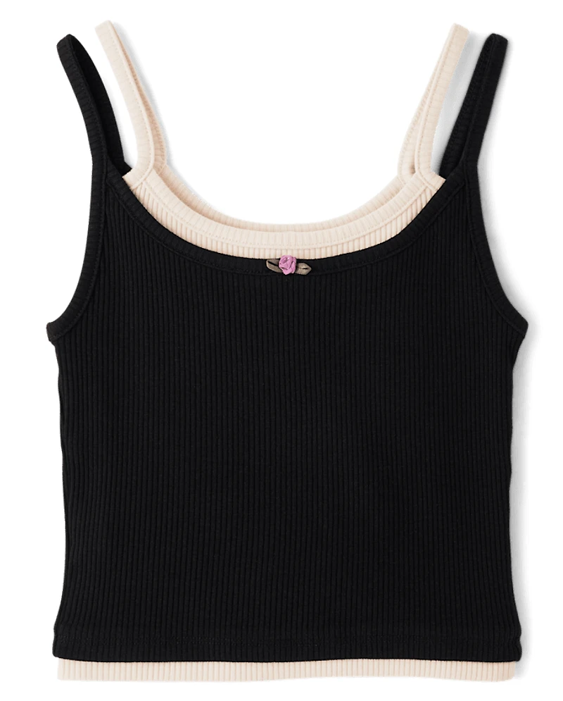 Tween Girls Ribbed Layer Tank Top