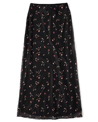 Tween Girls Floral Mesh Maxi Skirt