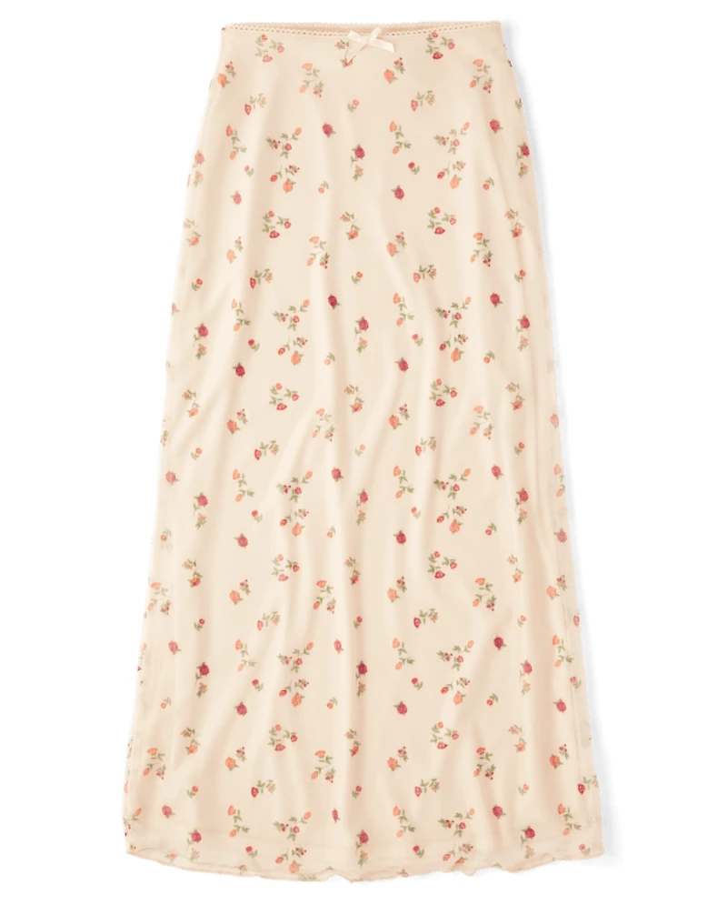 Tween Girls Floral Mesh Maxi Skirt