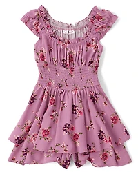 Tween Girls Floral Smocked Romper