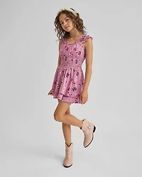 Tween Girls Floral Smocked Romper