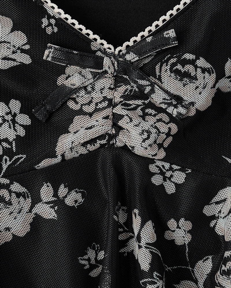 Tween Girls Mesh Asymmetrical Top