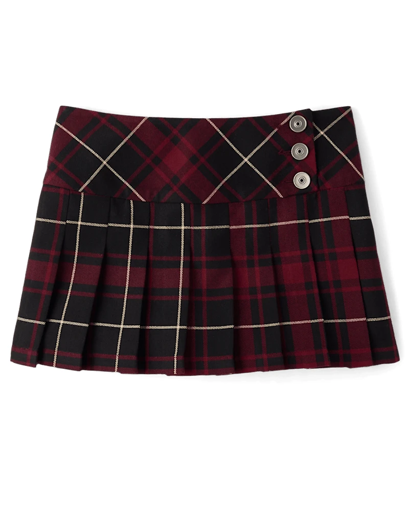 Tween Girls Plaid Pleated Skort