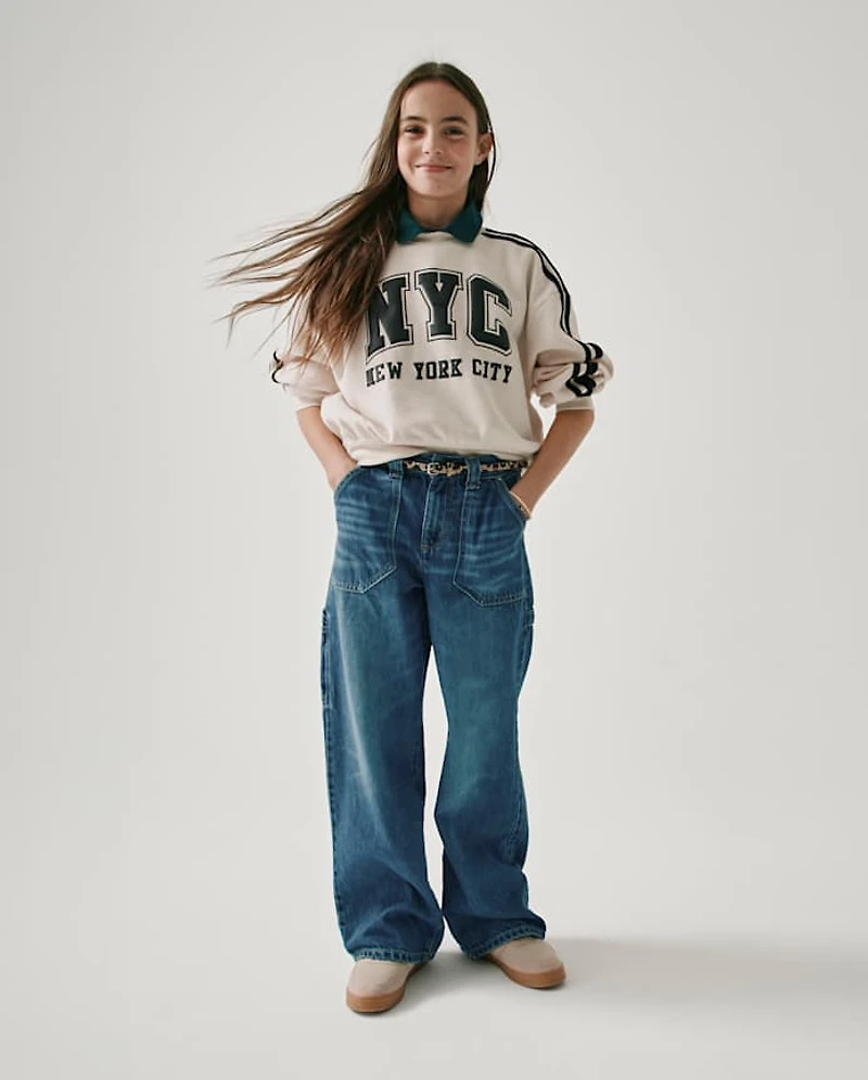 Tween Girls Baggy Utility Jeans