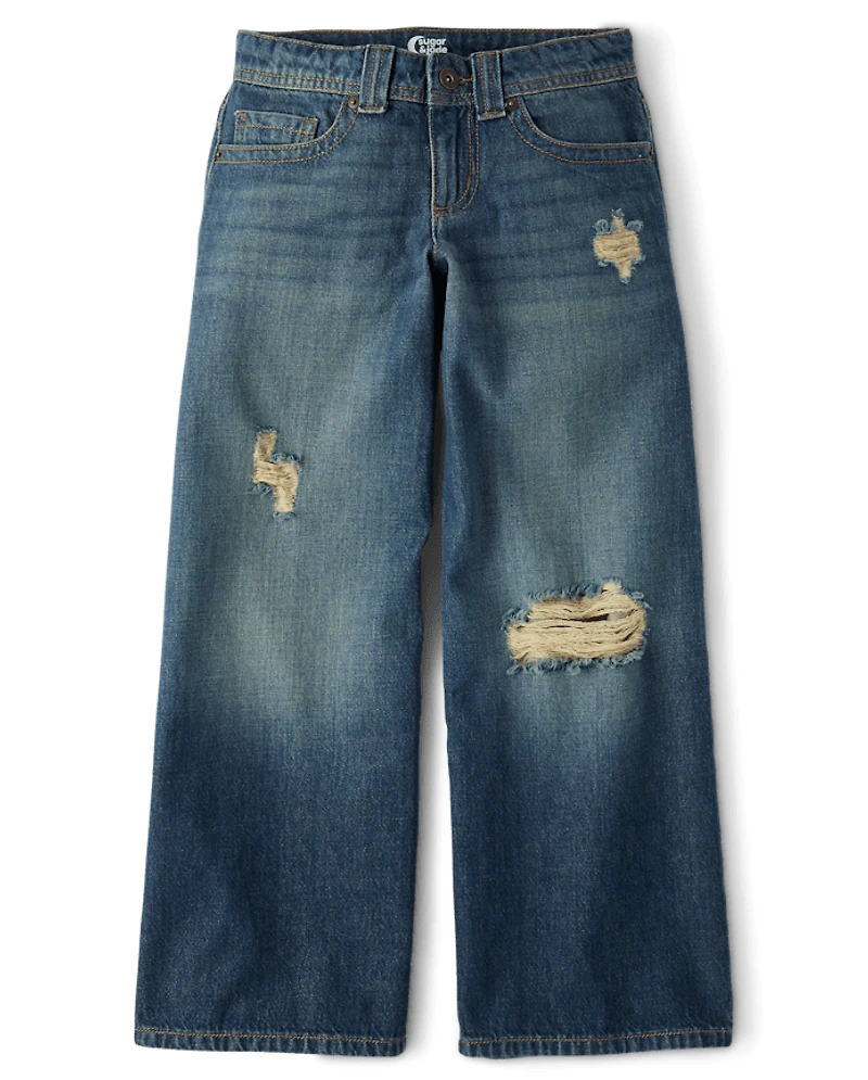 Tween Girls Rip and Repair Super Baggy Jeans