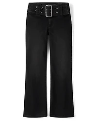 Tween Girls Wide Belt Bootcut Jeans