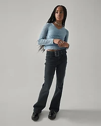 Tween Girls Wide Belt Bootcut Jeans