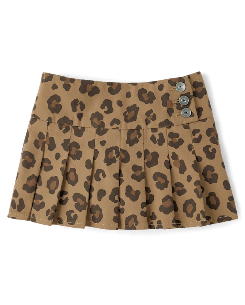 Tween Girls Leopard Pleated Skort