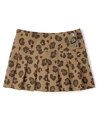 Tween Girls Leopard Pleated Skort