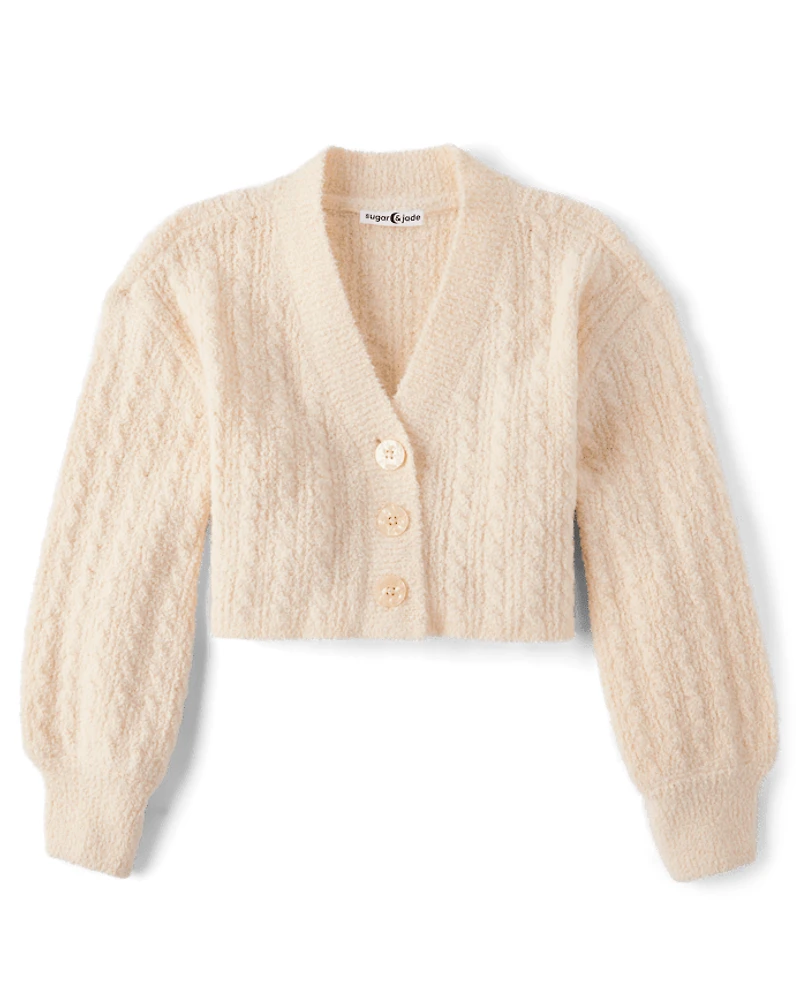 Tween Girls Chenille V Neck Cardigan