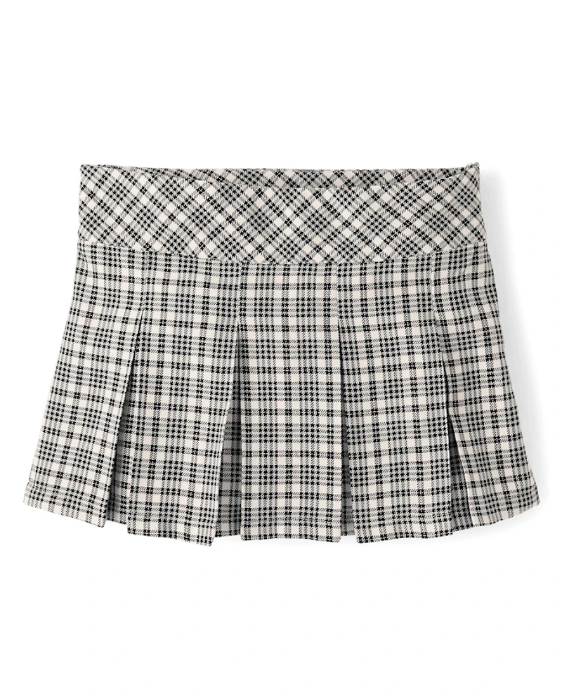 Tween Girls Plaid Pleated Skort