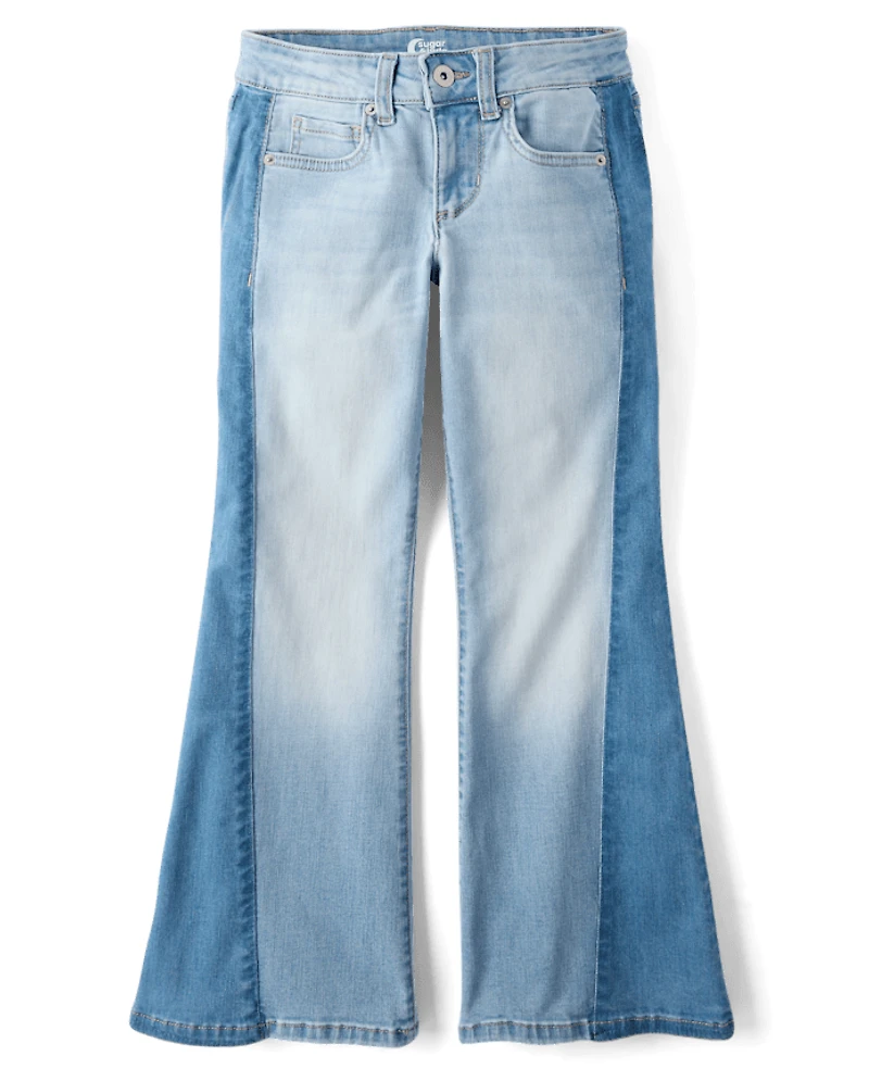 Tween Girls Contrast Baggy Flare Jeans
