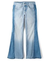 Tween Girls Contrast Baggy Flare Jeans