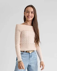 Tween Girls Off Shoulder Sweater
