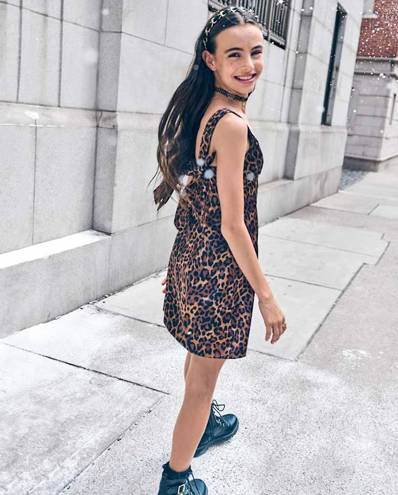 Tween Girls Leopard Satin Dress