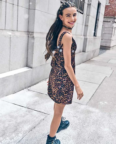 Tween Girls Leopard Satin Dress