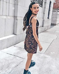 Tween Girls Leopard Satin Dress