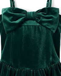 Tween Girls Bow Velour Dress