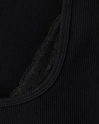 Tween Girls Lace Ribbed Seamless Top