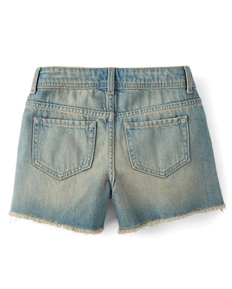 Tween Girls Ripped Shortie Jean Shorts