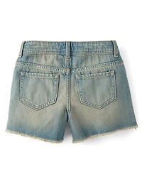 Tween Girls Ripped Shortie Jean Shorts