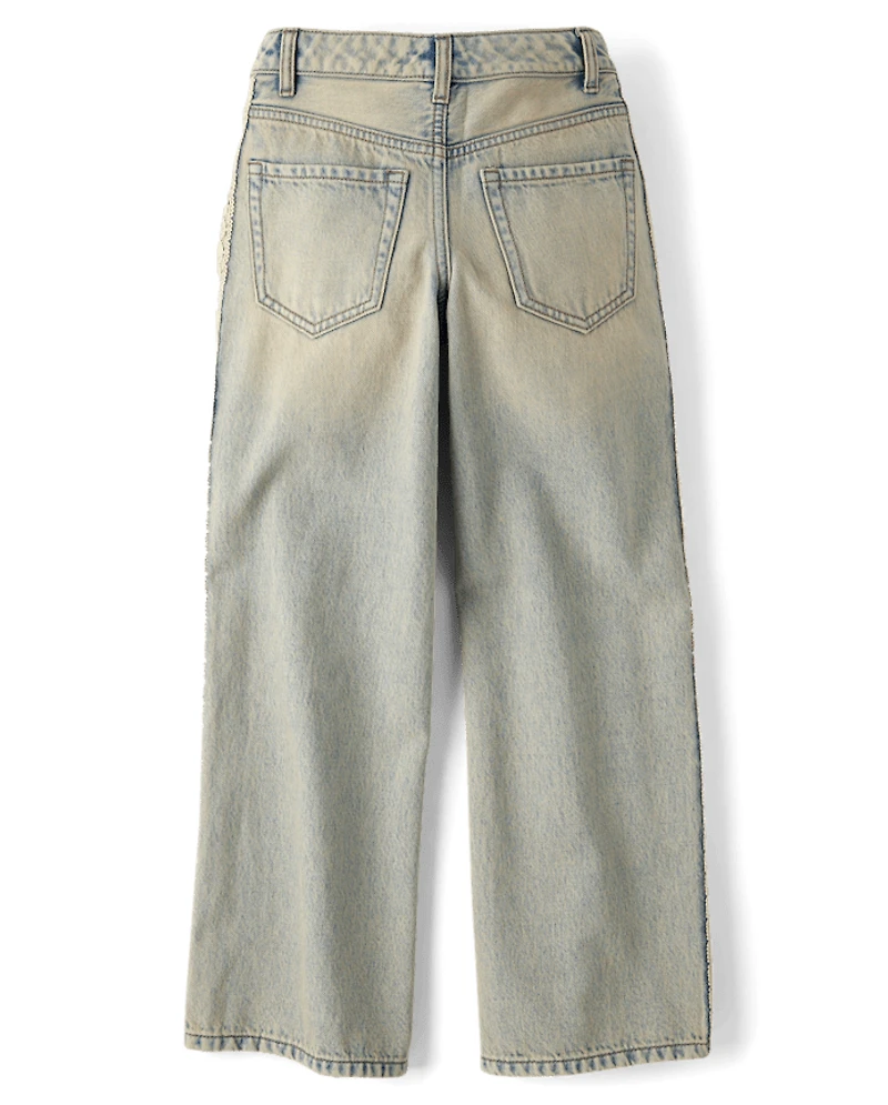 Tween Girls Lace Trim Baggy Jeans