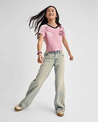 Tween Girls Lace Trim Baggy Jeans