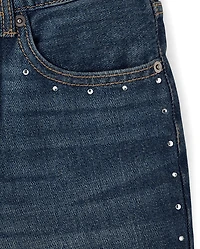 Tween Girls Studded Rhinestone Jean Shorts