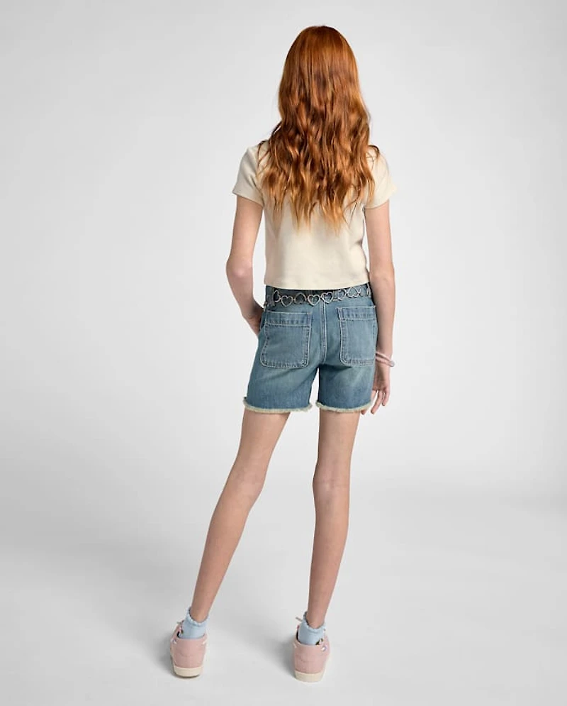 Tween Girls Ripped Relaxed Midi Jean Shorts